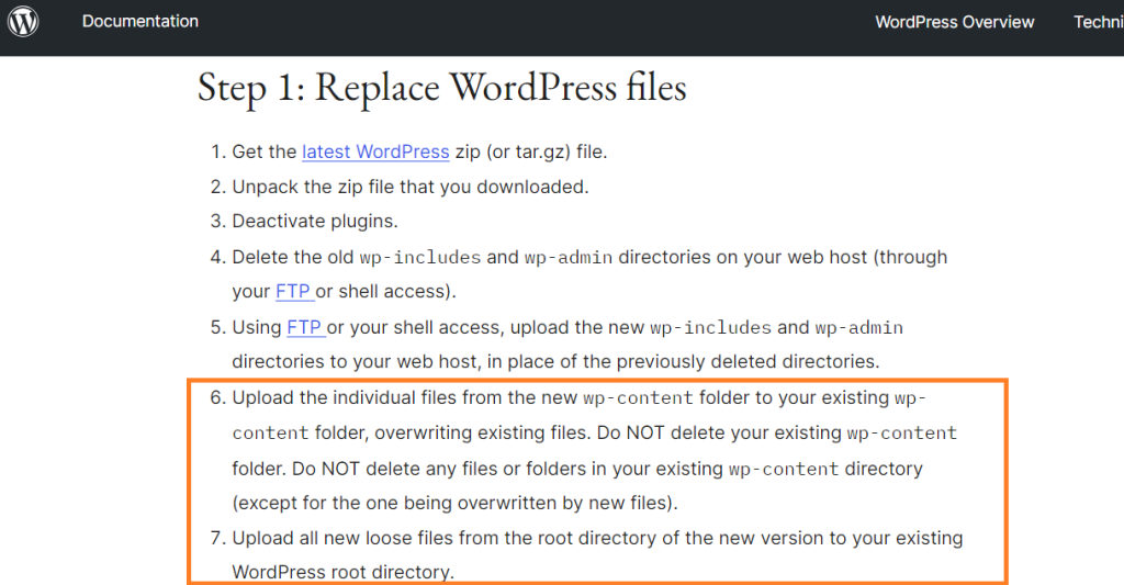 combine steps: wordpress update